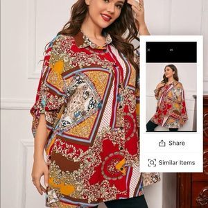 Statue print loose fitting blouse